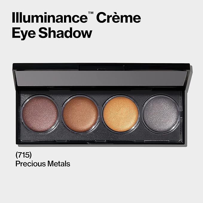 Revlon Crème Eyeshadow Palette, Illuminance Eye Makeup with Crease- Resistant Ingredients, Creamy Pigmented in Blendable Matte & Shimmer Finishes, 715 Precious Metals, 0.12 Oz-Velvo Beauty
