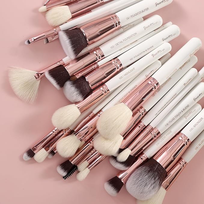 Pro makeup Artist Brushes Set 32Pcs Luxury Goat Hair Horse hair Makeup Brush Set eye and face brushes for every possibility By Bueart Design (Pearl White)-Velvo Beauty