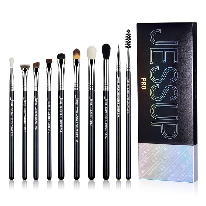 Jessup Eye Makeup Brushes 10 pcs, Premium Synthetic Eyeshadow Blending Concealer Eyebrow Eyeliner Brush Set T315-Velvo Beauty