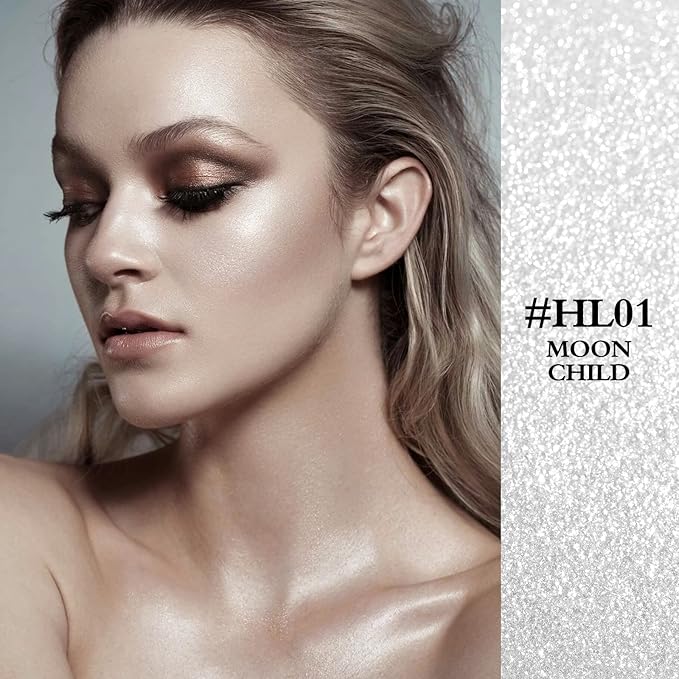 FOCALLURE Starfall Glowing Liquid Highlighter, Shimmering Body Oil, Non-Sticky Shimmer Liquid Luminizer, Non-Greasy, Face & Body Glitter Makeup for Costumes, Cosplay, Rave Festival, MOON CHILD-Velvo Beauty