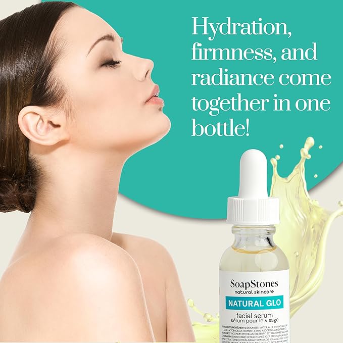 Soapstones Natural Glo Facial Serum - Niacinamide and Hyaluronic Acid Vitamin C Serum - Bilberry, Sugar Cane, Maple, Lemon and Orange Extracts Infused Face Serum-Velvo Beauty