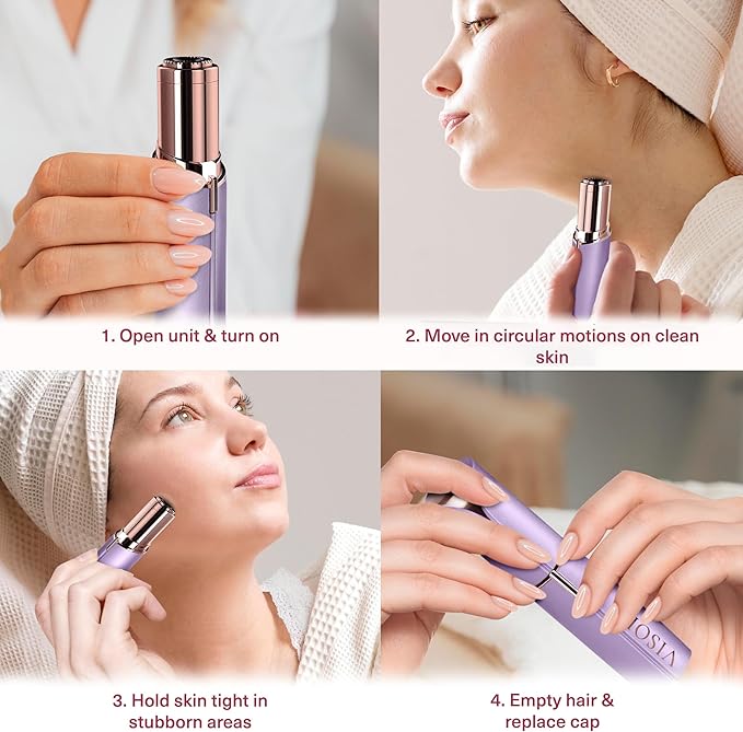 Facial Hair Removal for Women | Electric Razor Device Small Mustache Dermaplaning Remover Tools Tweezers Epilator Trimmer Face Dermaplane Shavers Beauty Gadgets Set Accessories by VISOFO (Amethyst)-Velvo Beauty