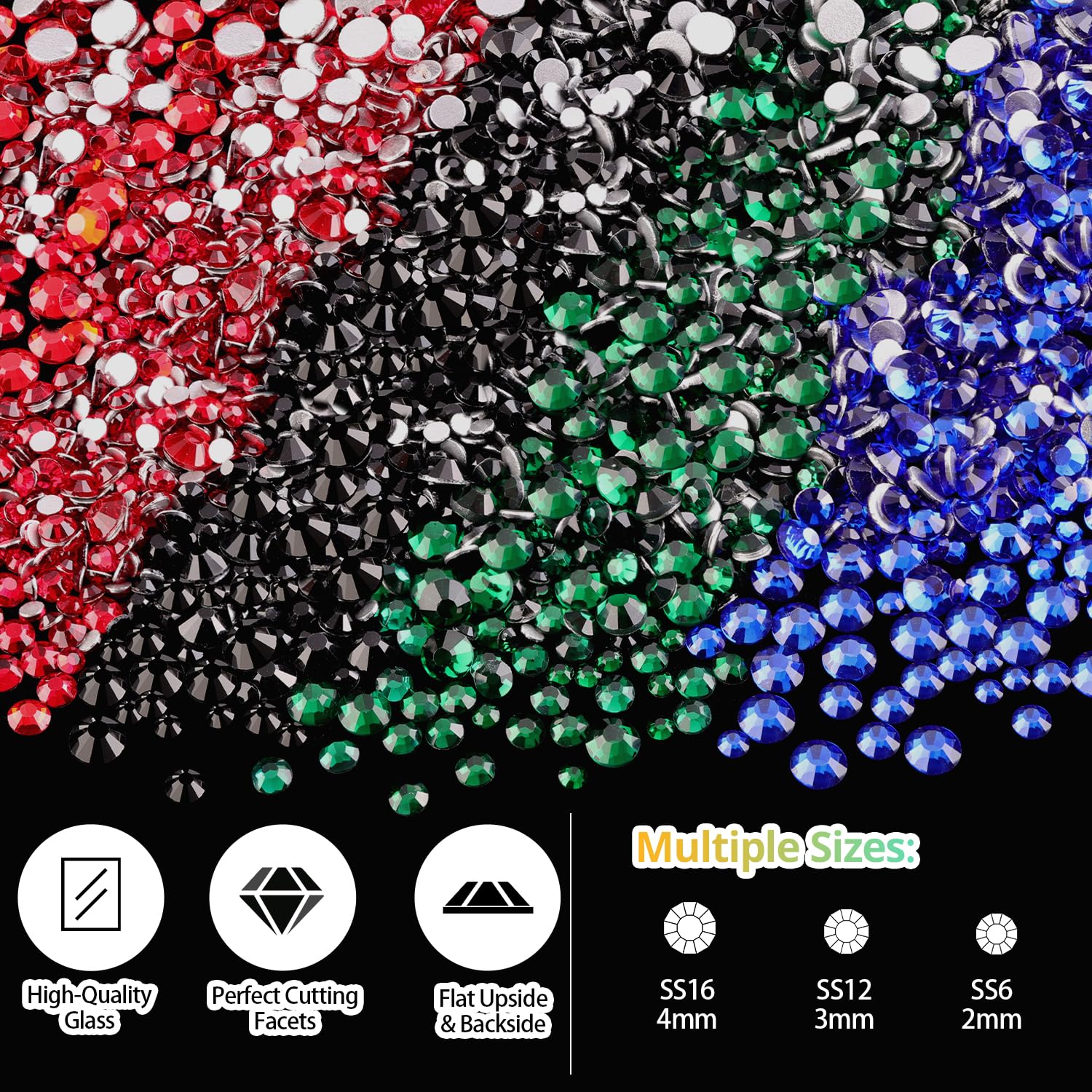 Rhinestones for Nails, Manicure Kit with Nail Rhinestone Glue Gel, Multi Size Flat Back Glass Crystal AB + Mixed Color Iridescent Gemstones & Gem Glue (UV/LED Needed) with Dotting Tools-Velvo Beauty