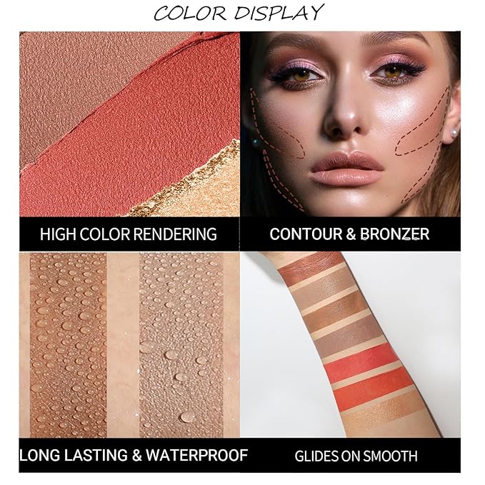 3Pcs Cream Contour Stick, with Highlighter Stick Milk Bronzer Stick Blush Stick, Face Contour Stick with Makeup Brush and Sponge, Easy to Sculpt the Face, Long Lasting, Waterproof-Velvo Beauty