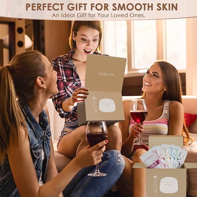 KOTAMU Waxing Kit for Women & Men, Wax Warmer for Hair Removal, Digital Wax Kit with Silicone Pot,Ideal for Face Eyebrow Arm Legs Armpit &Sensitive Skin, Cherry Waxing Machine for Home Salon Use-Velvo Beauty