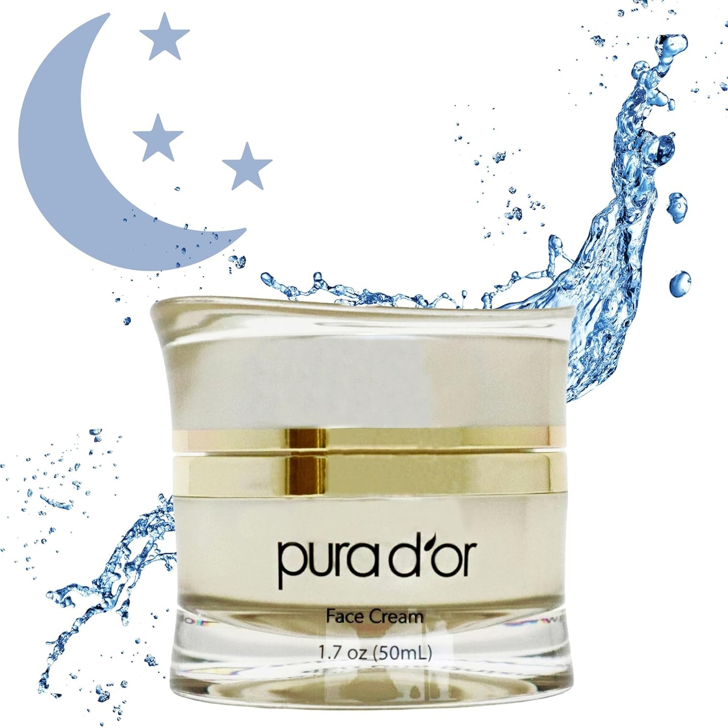PURA D'OR 1.7 Oz Luminous PM Face Cream - Methylene Blue, Marine Collagen, Retinol, Peptides, Apple Stem Cell Extract - Anti-Aging Nighttime Moisturizer - Overnight Facial Treatment For Women & Men-Velvo Beauty