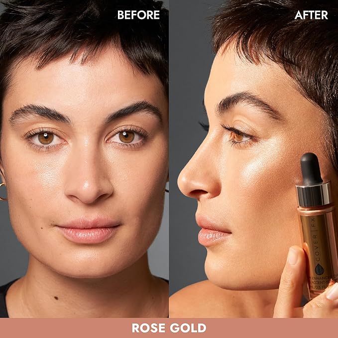 COVER FX Custom Enhancer Drops - Rose Gold: Bronzed Pink Finish - 15mL - Radiant Glow - Liquid Highlighter-Velvo Beauty