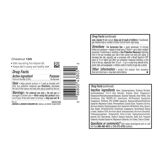 Neutrogena Healthy Skin Liquid Makeup Foundation with Broad Spectrum SPF 20 Sunscreen, Medium Coverage Foundation with Nourishing Pro-Vitamin B5, Chestnut 135, 1 fl. oz-Velvo Beauty