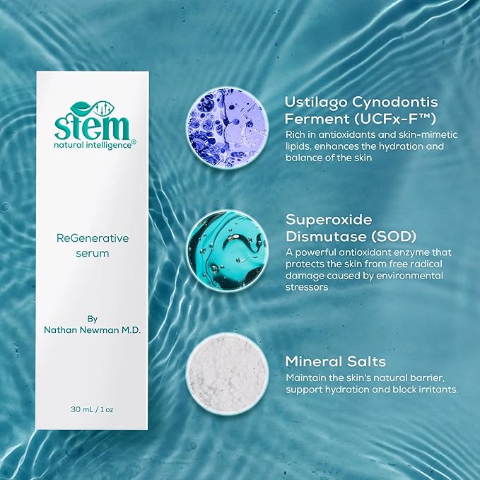 STEM Natural Intelligence Skin and Face ReGenerative Serum for Women, Facial Moisturizer Skin Care Peptides Serum, Luxury Face Moisturizer for Women, Hydration Serums, Antioxidant Support Serums, 1 oz-Velvo Beauty