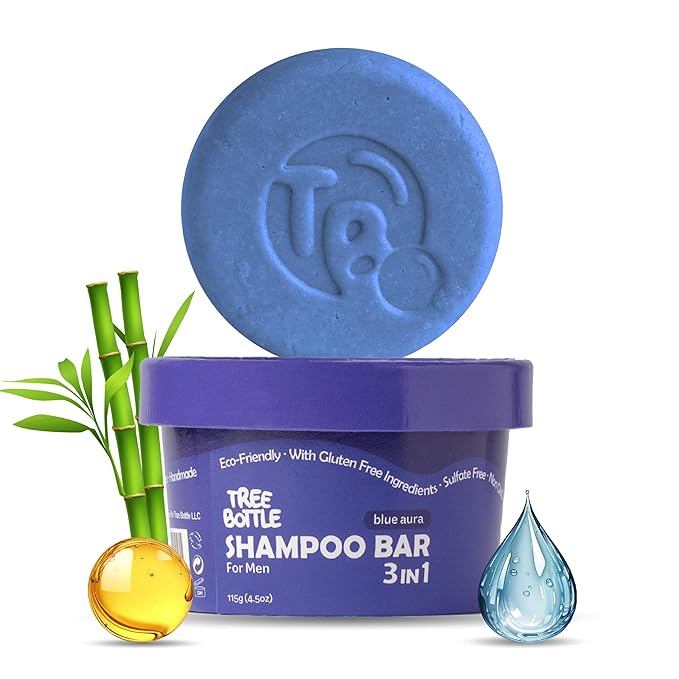 Tree Bottle Argan Oil + Bamboo Extract 3-in-1 Shampoo Bar for Men - For Hair, Beard & Body - Deep Clean, Nourishing & Frizz Control - Natural, Paraben & Sulfate-Free - Made in USA - 4.5oz-Velvo Beauty