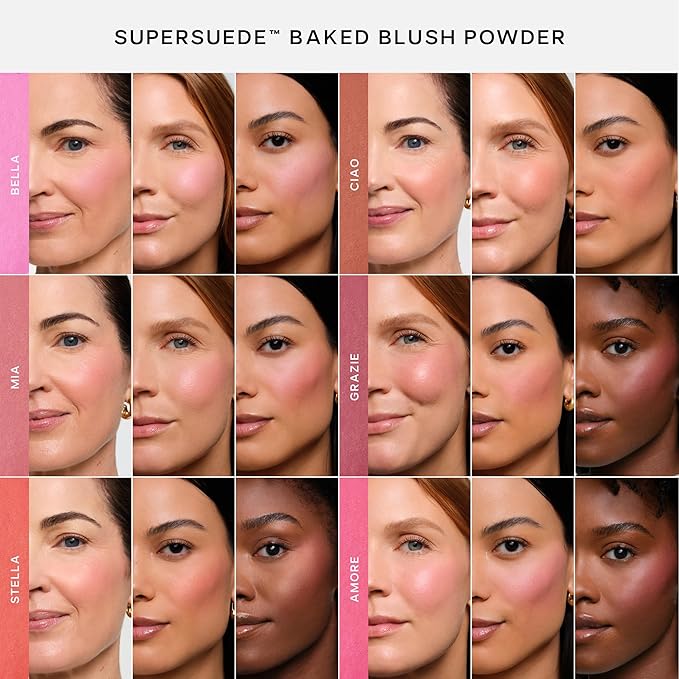 Saie SuperSuede Baked Blush - Talc-Free Powder Blush for All Day Wear - Enriched with Plant-Derived Squalane + Glycerin to Help Moisturize Dry Skin - Mia (0.1 Ounce)-Velvo Beauty