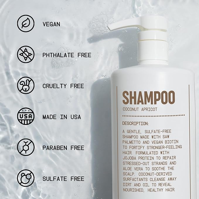 Blu Atlas Men's Natural Shampoo – Organic, Sulfate-Free, Paraben-Free – Deep Cleansing & Hydrating – Coconut Apricot Scent – Made in America – 32 oz-Velvo Beauty