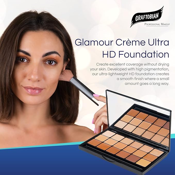 Graftobian HD Glamour Creme Foundation Warm Super Palette - 18 High Definition Warm Undertone Cream Shades-Velvo Beauty
