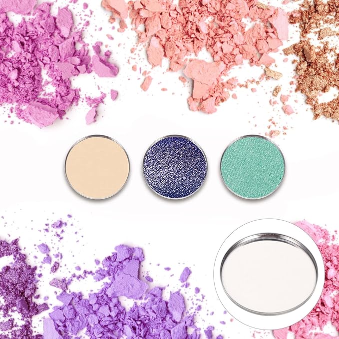 20pcs Metal Makeup Eyeshadow Jars Pan Palettes Tin Lipstick Foundation Single Holder Watercolor Eye Tray Steel Round Blush Pans Magnetic Cosmetic Plate Empty Pigment for-Velvo Beauty