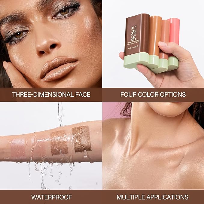 Blush Stick, Cream Blush Stick for Cheeks & Lips, Blendable Long-Lasting Multi-Use Contour Stick & Highlighter Makeup (BEACH GLOW)-Velvo Beauty