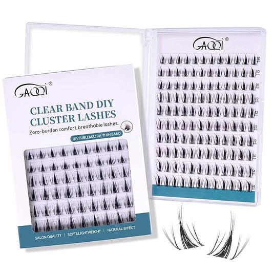 GAQQI Lash Clusters Manga Eyelash Clusters 10-14mm Wet Look Spiky Cluster Lashes 120PCS, Cluster Eyelash Extensions C Curl, Invisible Band Ultra-thin & Soft Clear Band False Lashes (HEROINE)-Velvo Beauty