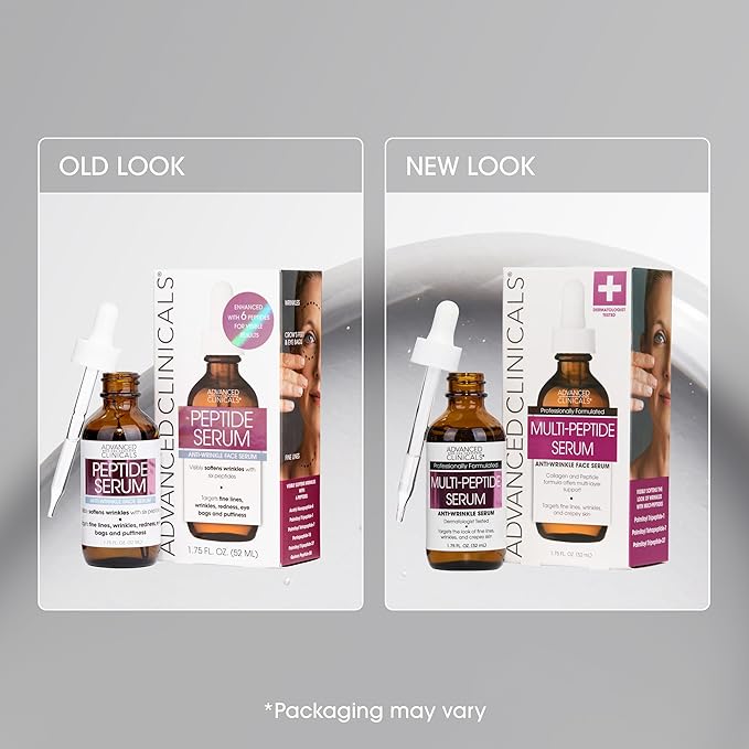 Advanced Clinicals Multi Peptides Serum For Face | Visible Anti Aging Hydrating Collagen Peptide Facial Serum With Vitamin E Helps Improve Look Of Wrinkles, Puffiness, & Uneven Skin Tone, 1.75 Fl Oz-Velvo Beauty