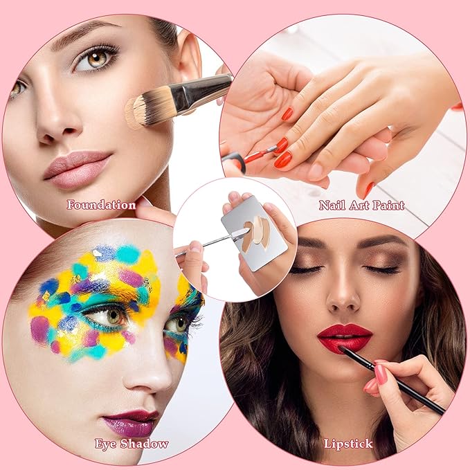 Makeup Mixing Palette Stainless Steel Foundation Palette with Spatula Professional Cosmetic Palette for Mixing Foundation Eye Shadow Nail DIY Art-Velvo Beauty