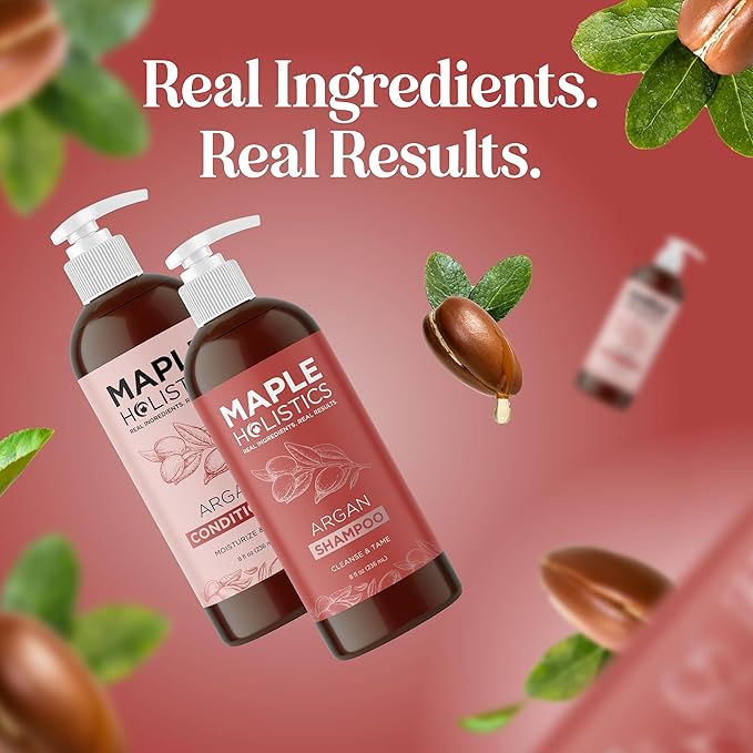 Argan Oil Shampoo and Conditioner for Dry Hair - Paraben and Sulfate Free Shampoo and Conditioner Set for Dry Hair Frizz Curl Care and Split Ends - Moisturizing Argan Shampoo and Conditioner Set-Velvo Beauty