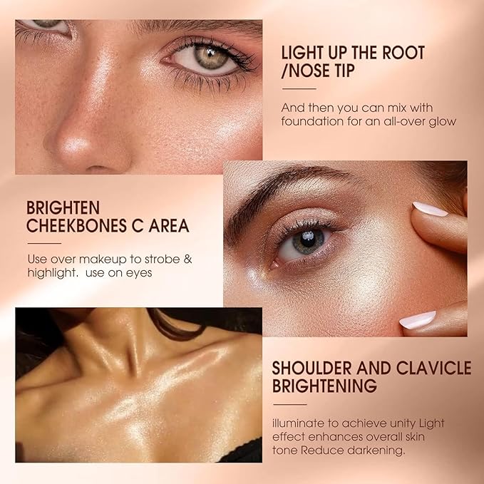 MAEPEOR Shimmer Body Luminizer 5 Colors Moisturizing Glow Illuminator Smooth and Non-sticky Summer Body Highlighter For Face & Body (80ML, 01 Silver)-Velvo Beauty