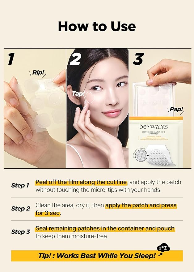Bewants Deep Toning Glutathione Spot Patch – Micro Tip Patches for Skin Elasticity, Texture & Blemish Care, 9 Patches-Velvo Beauty