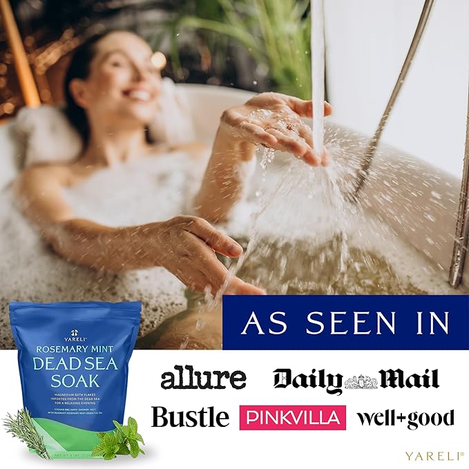 Magnesium Flakes, 5lb Rosemary Peppermint, Dead Sea Bath and Foot Soak, Alternative to Epsom Salt with Over 250,000mg of Magnesium Chloride Per Bag-Velvo Beauty