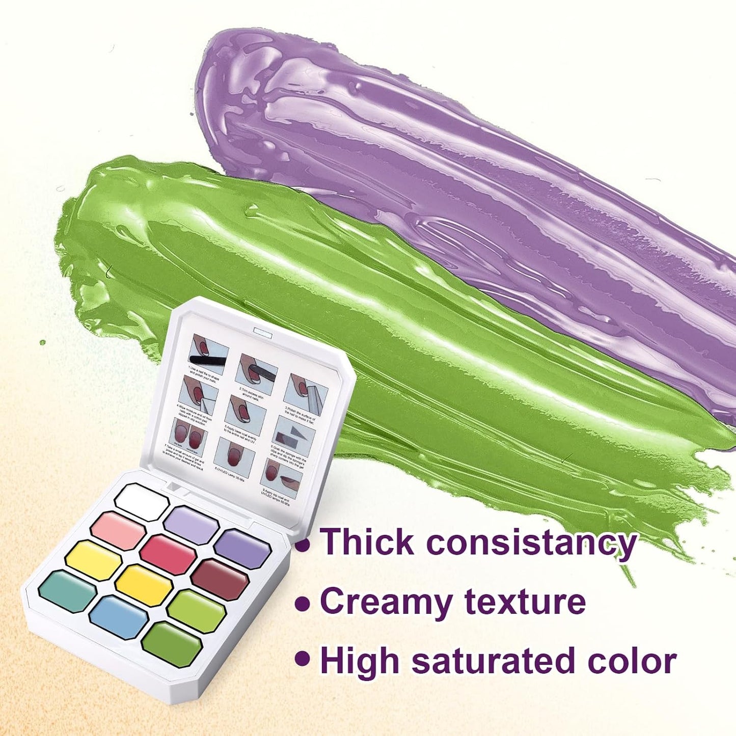 Gradient Painting Gel, 12 Bright Colors Ombre Gel Nail Polish for Pigment Pat Aura Nails, French Manicure DIY Nail Art,Long-lasting, No-wipe Soak of UV Palette Solar Flare-Velvo Beauty