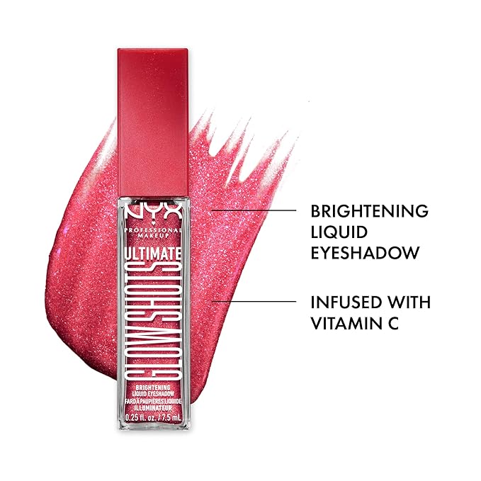 NYX PROFESSIONAL MAKEUP Ultimate Glow Shots, Liquid Eyeshadow, Long-Lasting Shimmer Eye Shadow with Vitamin C - Raspberry Rave-Velvo Beauty