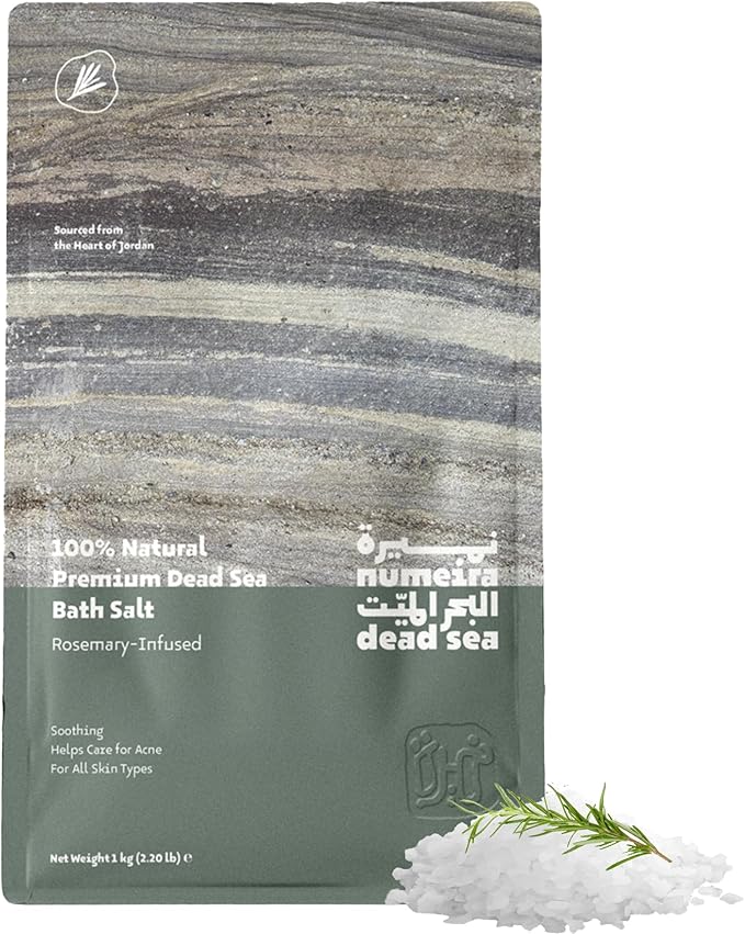 Dead Sea Salts for Soaking - Relaxing Salt Bath Soak for Body Rejuvenation - Natural Mineral Salts - Coarse Dead Sea Salt Bath Salts for Women & Men w/Rosemary Essential Oil (2.2lb)-Velvo Beauty