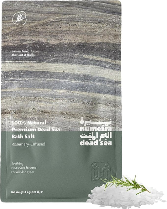 Dead Sea Salts for Soaking - Relaxing Salt Bath Soak for Body Rejuvenation - Natural Mineral Salts - Coarse Dead Sea Salt Bath Salts for Women & Men w/Rosemary Essential Oil (2.2lb)-Velvo Beauty