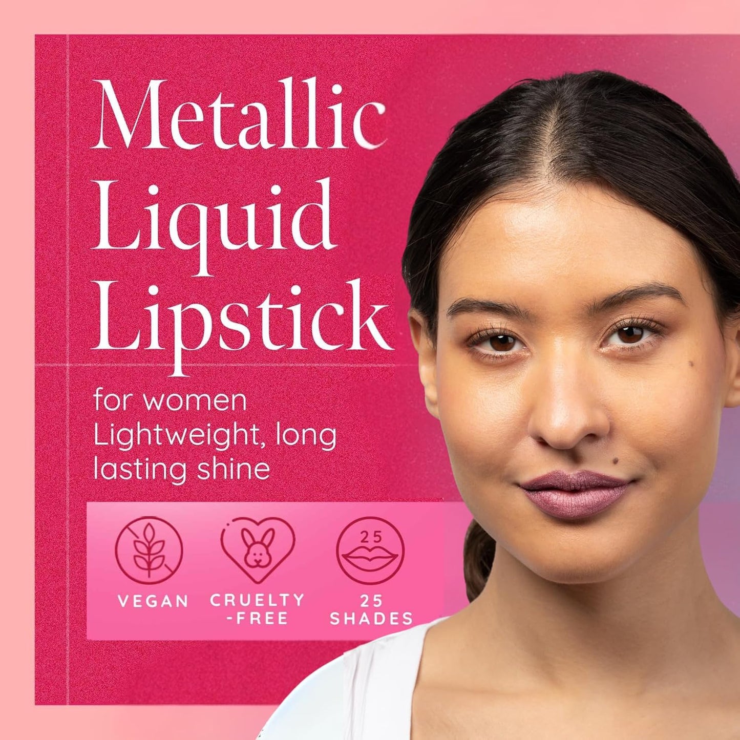 Aromi Metallic Matte Liquid Lipstick | Dusty Pink, Light Rosy Mauve Lip Color with Shimmery Finish, Long-lasting, Waterproof, Vegan, Cruelty-free (Fairy Tale)-Velvo Beauty