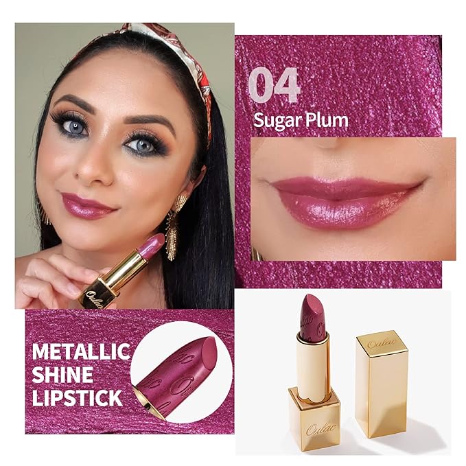 Oulac Metallic Lipstick Set- Dark Lipcolor with Moisturizing Formula, Vegan Beauty, Full-Coverage Lip Color, Christmas Gifts for Women, 4.3g X 3PCS-Velvo Beauty