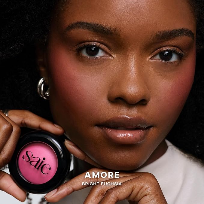 Saie SuperSuede Baked Blush - Talc-Free Powder Blush for All Day Wear - Enriched with Plant-Derived Squalane + Glycerin to Help Moisturize Dry Skin - Amore (0.1 Ounce)-Velvo Beauty