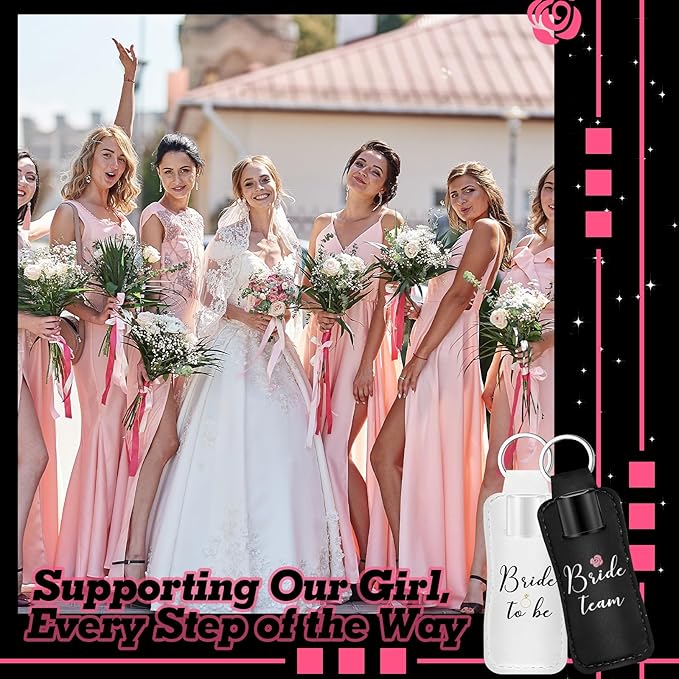 24 Pack Bachelorette Party Favor Lip Balm Set Team Bride Lip balm with Lipstick Holder Keychain Bride to be Lip balm Bridal Shower Proposal Gifts for Wedding Party Favors(White, Black)-Velvo Beauty