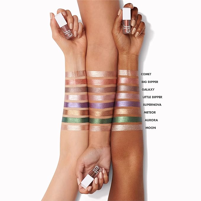 e.l.f. Liquid Metallic Eyeshadow, Gel Formula, High-Impact Multi-Dimensional Finish, One-Swipe Coverage, Little Dipper, 0.1 Fl Oz (3mL)-Velvo Beauty