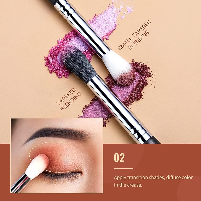 Jessup Eyeshadow Brush Set Professional Eye Blending Brushes for Lid Small Fluffy Soft Eye Brushes 10pcs, T331-Velvo Beauty