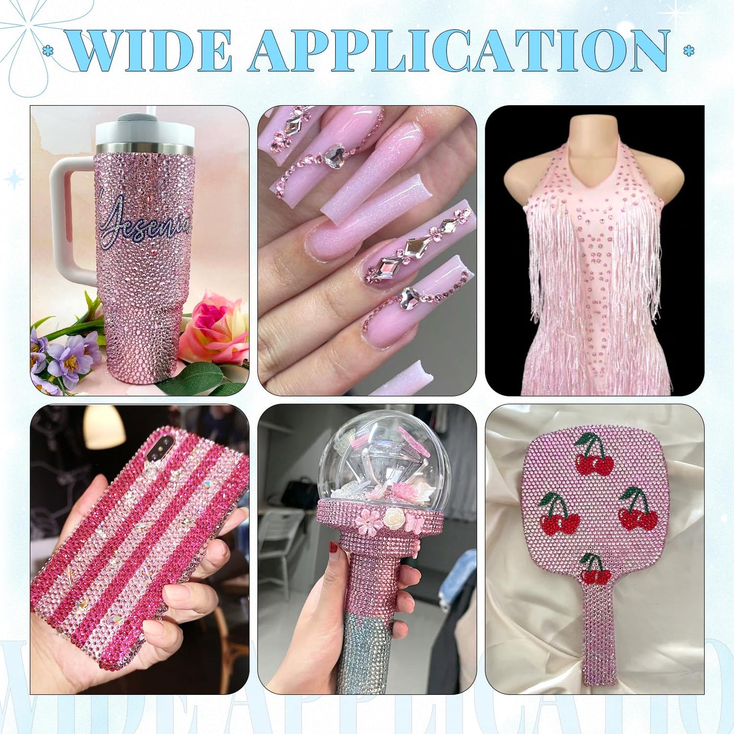 6000Pcs Resin Rhinestones for Bedazzling with 3Pcs B7000 Jewelry Glue, 1 Box Light Pink Flatback Rhinestones for Crafting Crafts DIY, Crystals Gems for Clothing Shoes Tumblers Nail Art Makeup-Velvo Beauty
