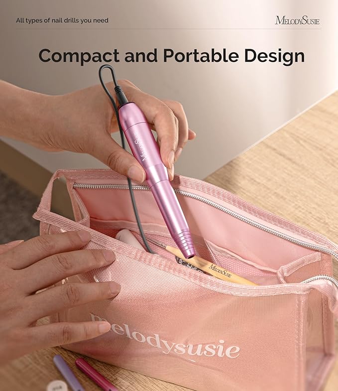MelodySusie Electric USB Nail Drill Machine,PC120I Portable Electric Nail File Efile Set for Acrylic Gel Nails, Manicure Pedicure Tool with Nail Drill Bits Sanding Bands (Purple)-Velvo Beauty