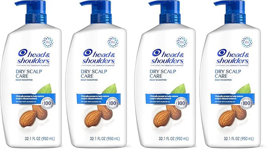 Head and Shoulders Shampoo, Daily-Use Anti-Dandruff Paraben Free Treatment, Dry Scalp Care with Almond Oil, 32.1 fl oz, Twin Pack (Pack of 2)-Velvo Beauty