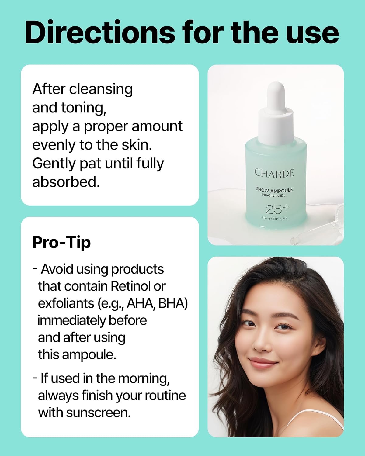 Charde Niacinamide 25% Snow Ampoule for Face, Dark Spot Care for Hyperpigmentation, Freckles & Sun Spots | Radiance Boosting with White Garcinia & Arbutin, Korean Skin Care, 1.01 fl. oz.-Velvo Beauty