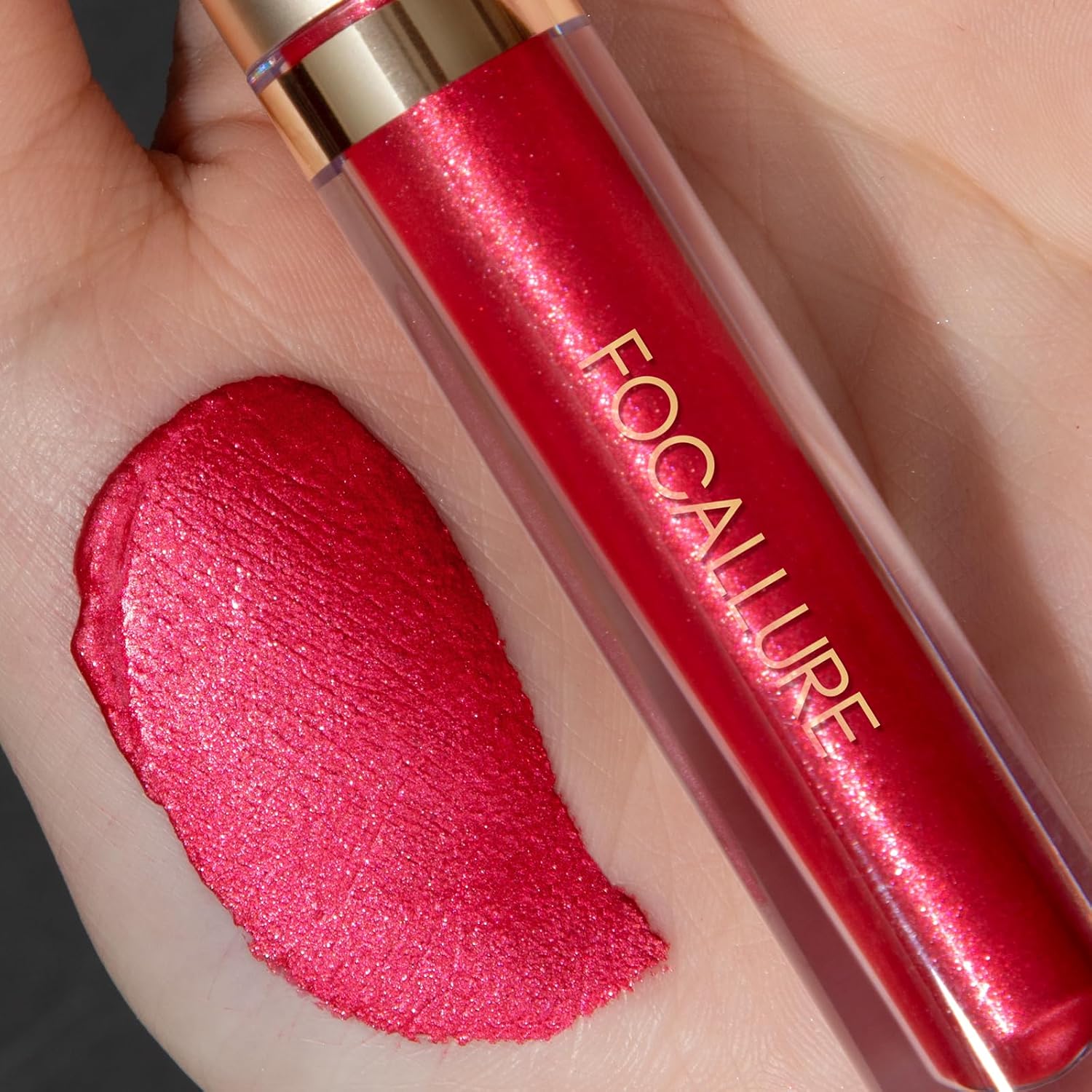 FOCALLURE Metallic Liquid Lipstick,Non Stick Cup Lip Gloss,High Impact Lip Color with Transfer-proof Wear,Long Lasting & Waterproof Lipstick Makeup for Women,RD03 LUSCIOUS ROSE-Velvo Beauty