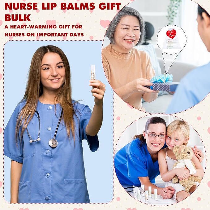 50 Sets Nurse Lip Balm Gifts Bulk Moisturizing Nurse Lip Balm with 50 Organza Drawstring Gift Bags 50 Tags Nurse Day Nurse Week Nurse Student Graduate Appreciate Gifts Bulk(Nurse)-Velvo Beauty
