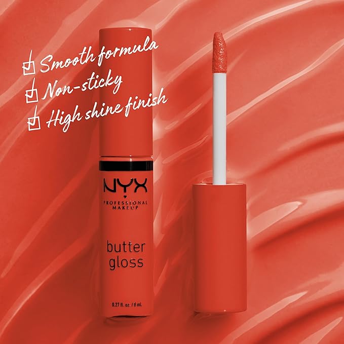NYX PROFESSIONAL MAKEUP Butter Gloss, Non-Sticky Lip Gloss - Orangesicle (Orange)-Velvo Beauty