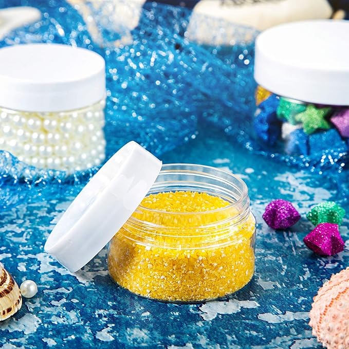 SATINIOR 24 Pieces Empty Clear Plastic Jars with Lids Round Storage Containers Wide-Mouth for Beauty Product Cosmetic Cream Lotion Liquid Butter Craft and Food (White Lid, 1 oz)-Velvo Beauty