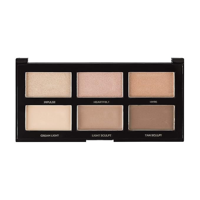 Profusion Cosmetics Mini Artistry Highlight & Contour I Palette Makeup Kit, Long Lasting and Soft Powder Formula - Light Medium-Velvo Beauty