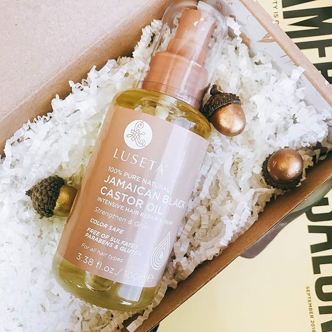 Luseta 100% Pure Natural Jamaican Black Castor Oil Hair Oil, Moisturizing & Healing, For Hair Growth 3.38oz-Velvo Beauty