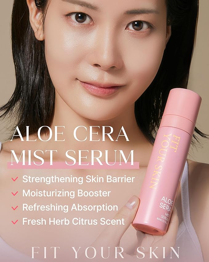 Aloe Cera Mist Serum - Vegan Hydrating Face Spray with Aloe Vera and Ceramide for Rough and Dry Skin - Refreshing & Hydrating Facial Mist - Fresh Herb Citrus Scent, 2.7 fl.oz.-Velvo Beauty