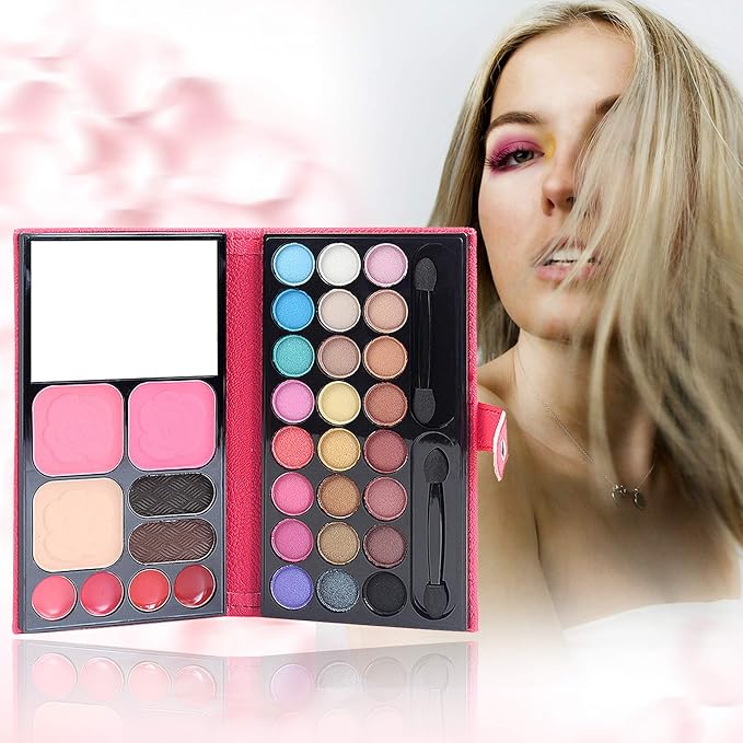 Cosmetic Make up Palette Set Kit, 24 Colors Eyeshadow/Lip Glosses/Eyebrow Powder/Blushers/Pressed Powder/Mirror/Brushes, All-in-One Makeup Gift Set for Teens Girls Beginners Pros-Velvo Beauty