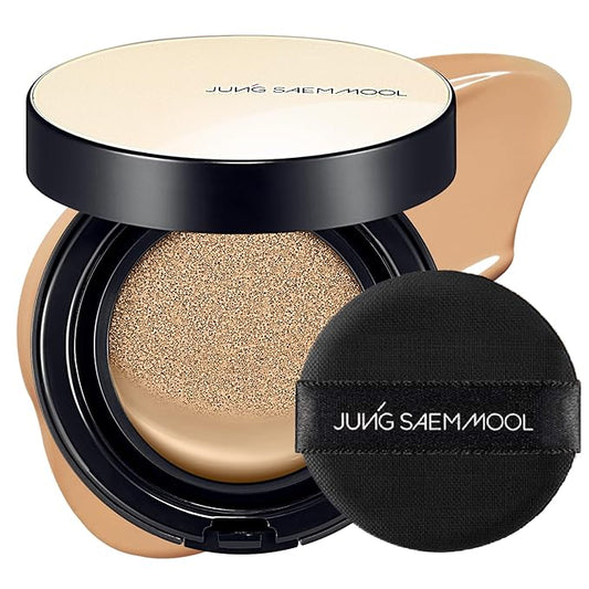 JUNG SAEM MOOL Essential Skin Nuder Cushion 25W Latte 0.49 Fl Oz, No Refill, Natural Radiant Finish Cushion Foundation with Buildable Coverage, Lightweight Texture, Korean Foundation Makeup-Velvo Beauty