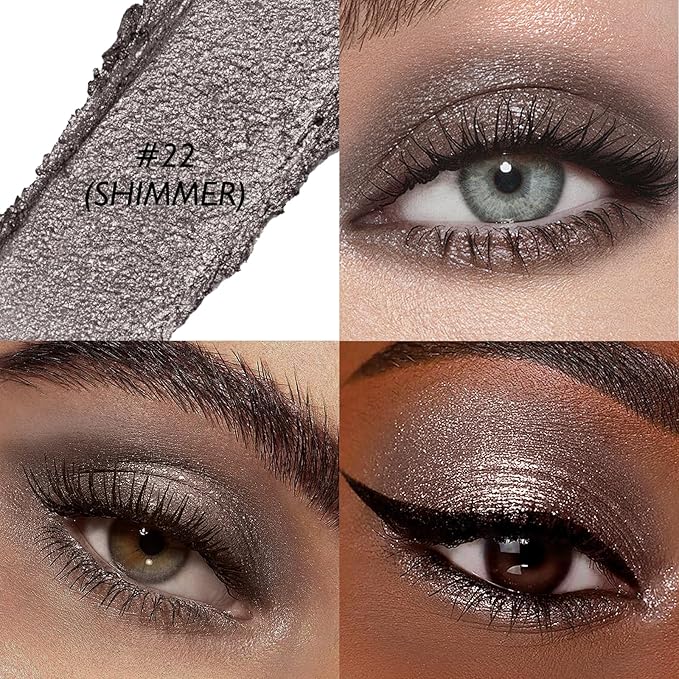 Dark Taupe Shimmer Eyeshadow Stick, Waterproof Cream Eye Shadow Pencil Long-Lasting Crease-Proof Glitter Eyeshadow Crayon Smooth High Pigmented Highlighter Neutral Eye Shadow Liner Makeup-Velvo Beauty